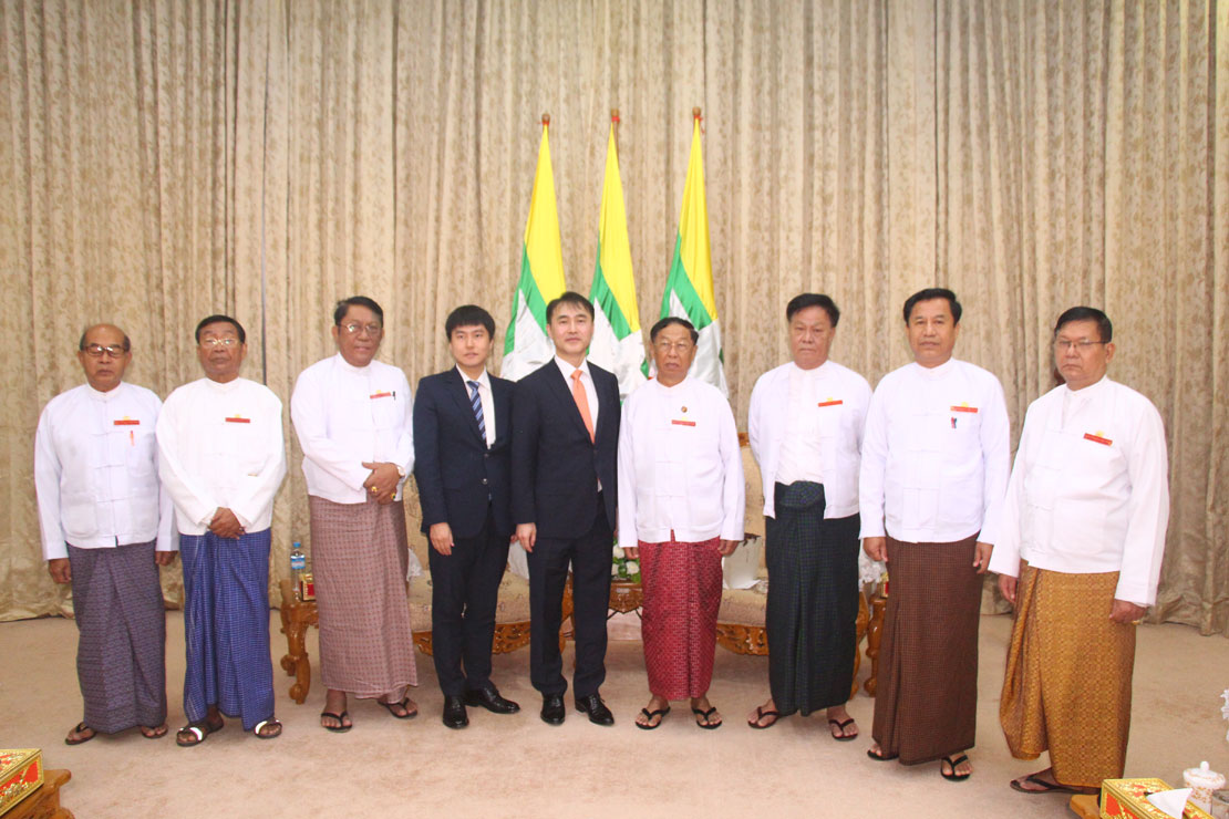 UEC Chairman U Hla Thein meets with ROK Ambassador Mr.Lee Sang-hwa in Nay Pyi Taw yesterday.